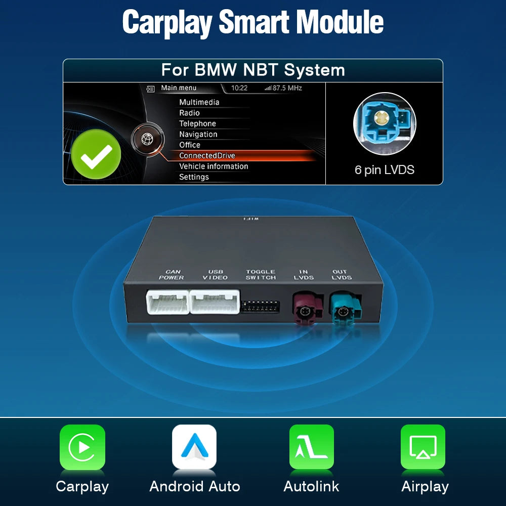 AUTOTOP Wireless CarPlay Android Auto Decoder Module For BMW MINI