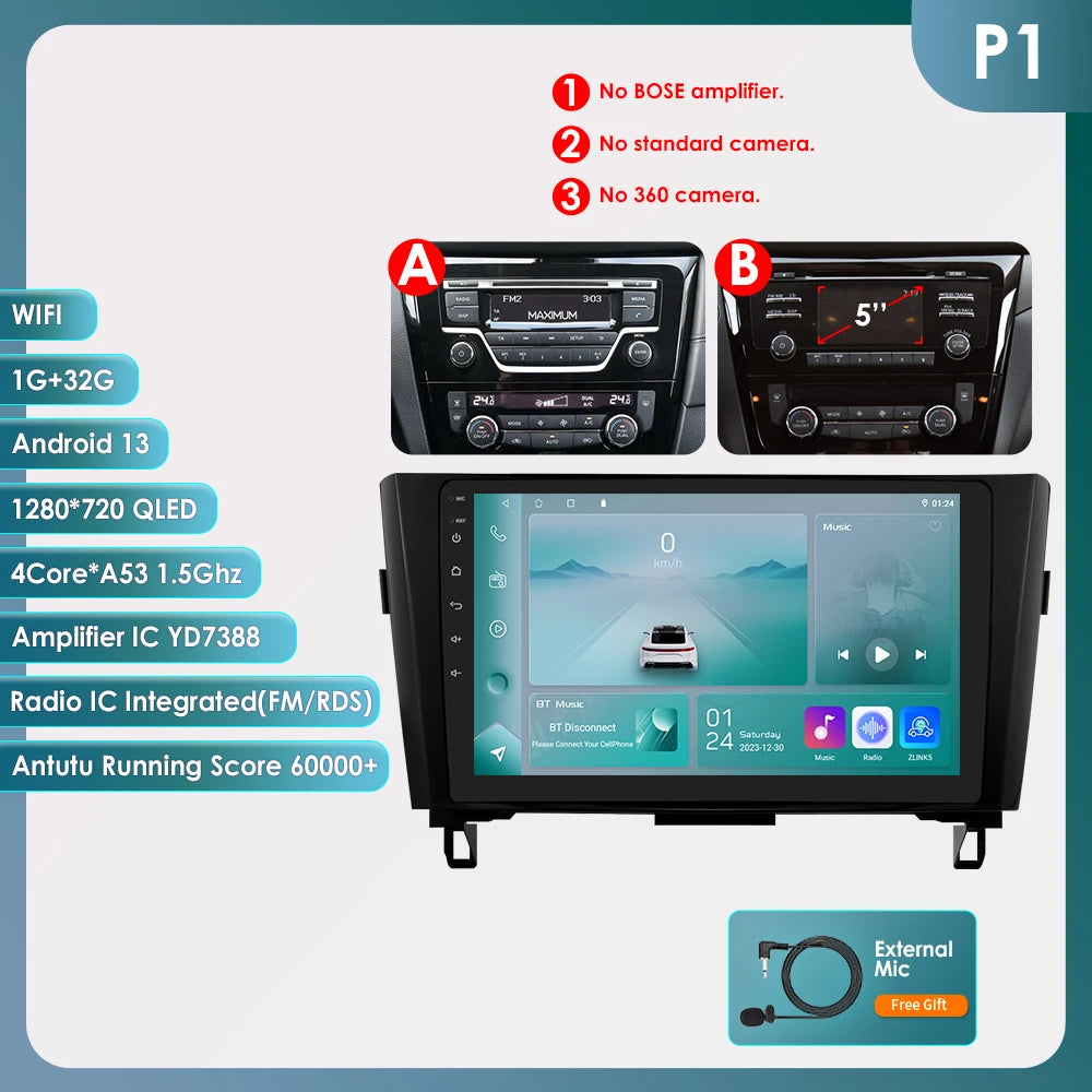 OSSURE Android 14 Car Stereo Nissan Qashqai J11 2DIN