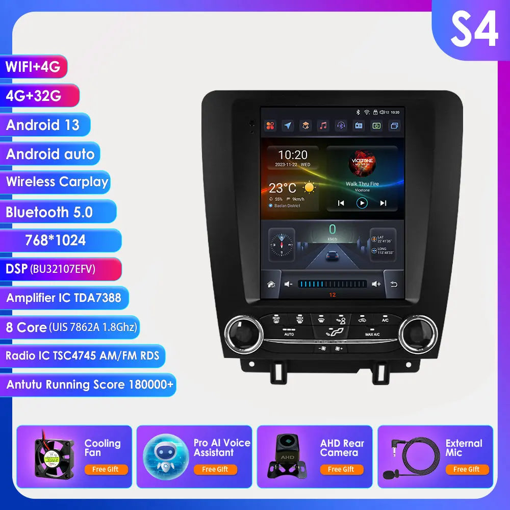 OSSURET Ford Mustang CarPlay Android Auto GPS Stereo Double Din