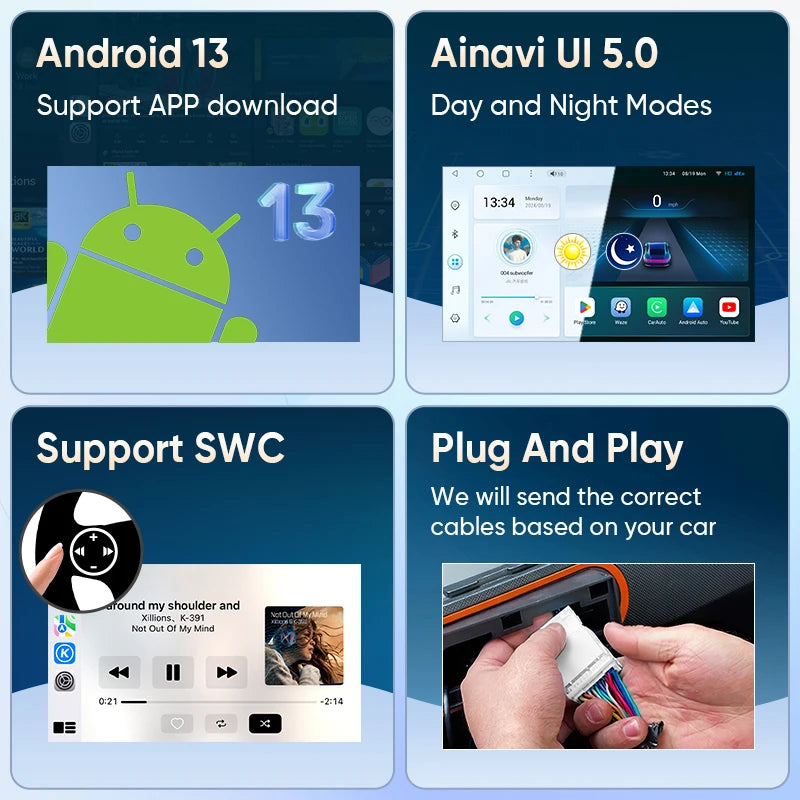 Ainavi Wireless CarPlay Android Auto Car Stereo Toyota Corolla E210