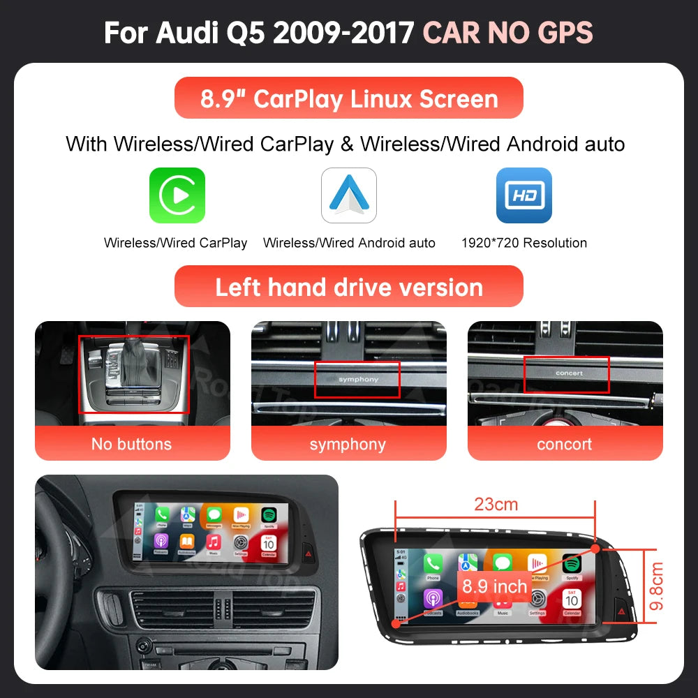 Wincago Android Auto CarPlay Touchscreen Receiver for Audi Q5