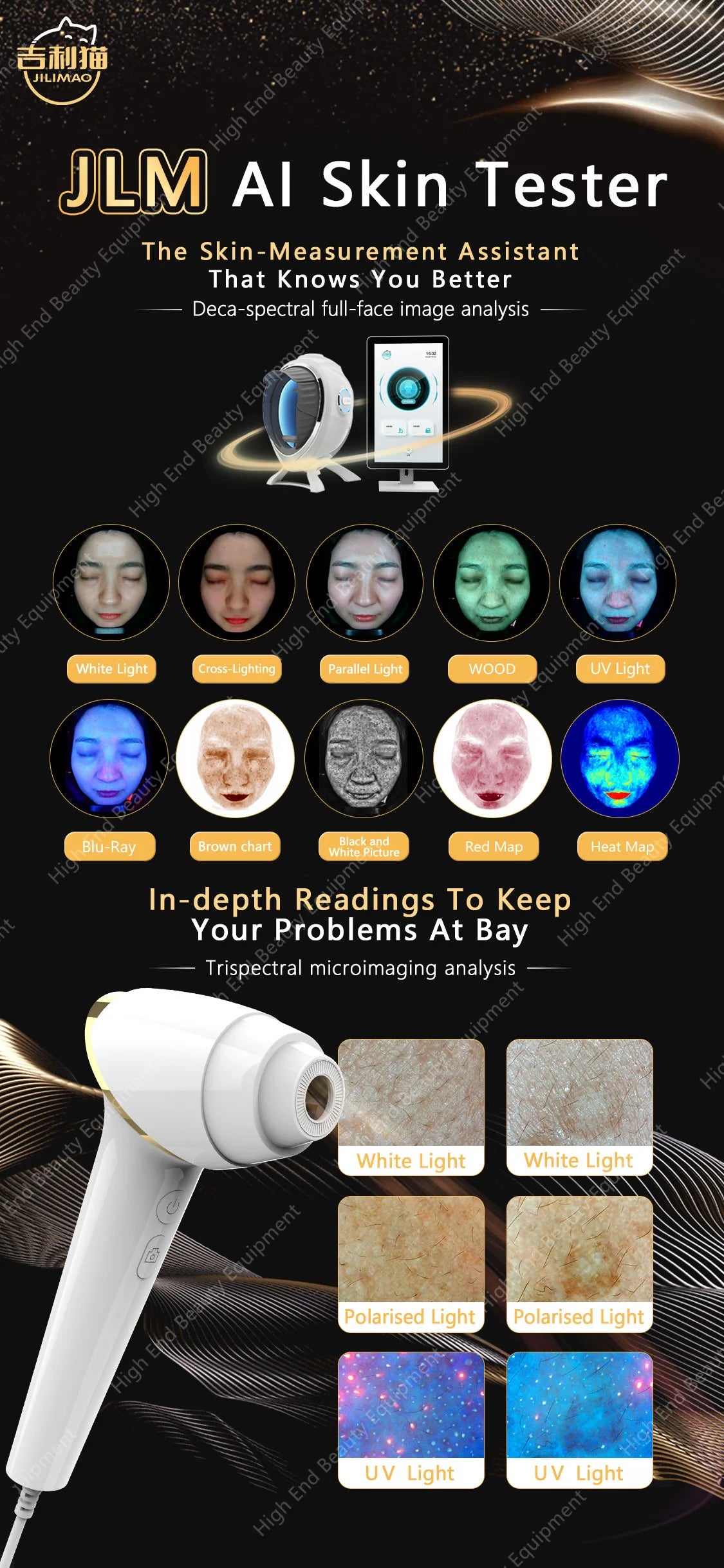 BOMPC Portable 3D AI UV RGB Skin Analyzer Facial Scanner