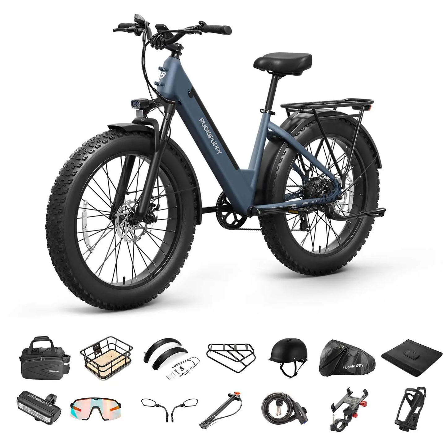 Puckipuppy Samoyed Electric Bike 960W Peak 28MPH Fat Tire