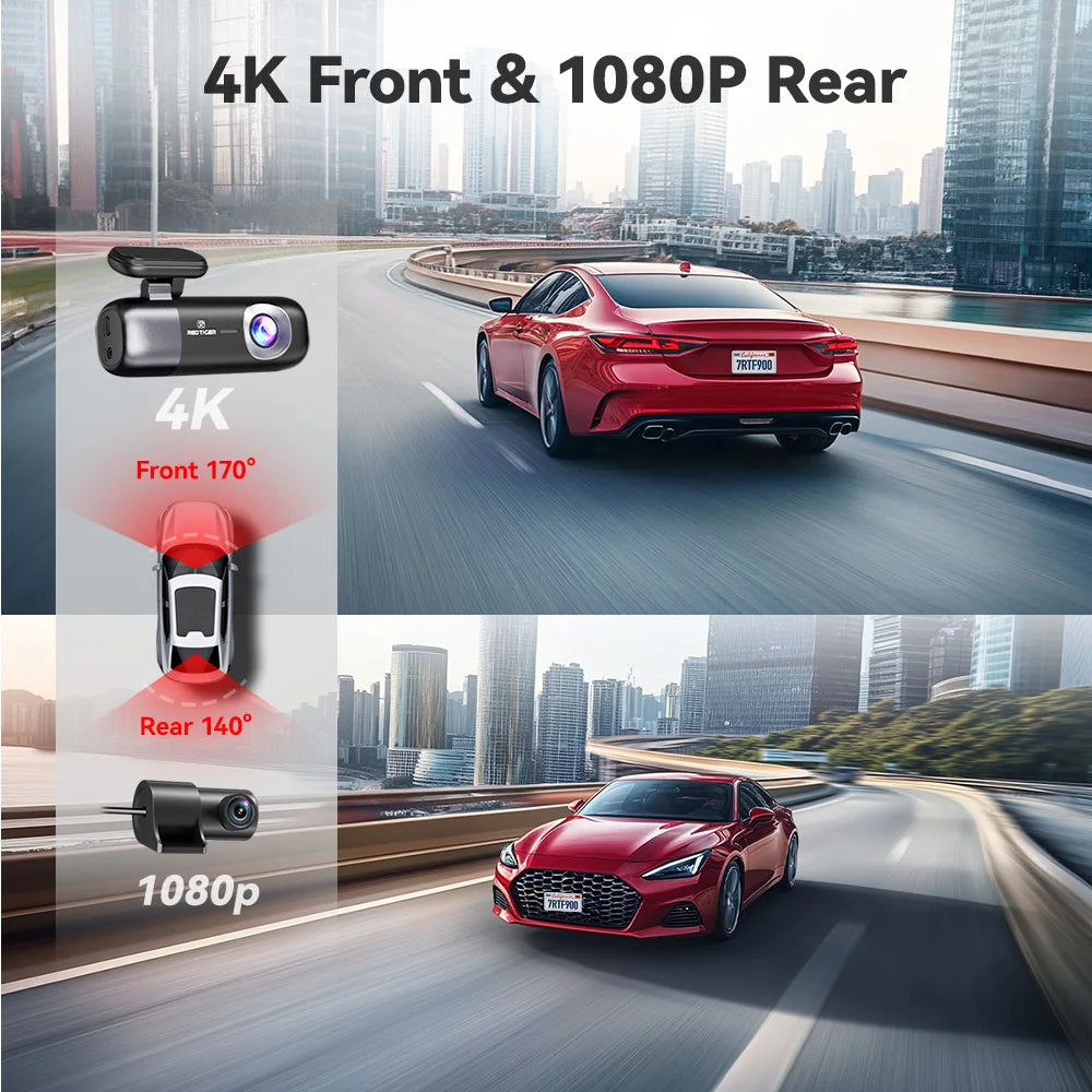 Redtiger F9 Dashcam 4K Frontrear Wifi GPS Nightvision