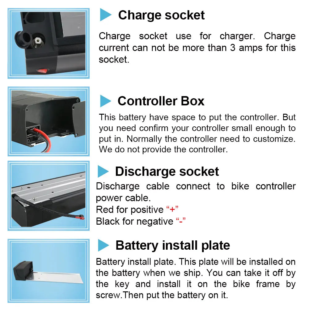 YIMI 52V Ebike Battery Down Tube Pack For Fat Tire