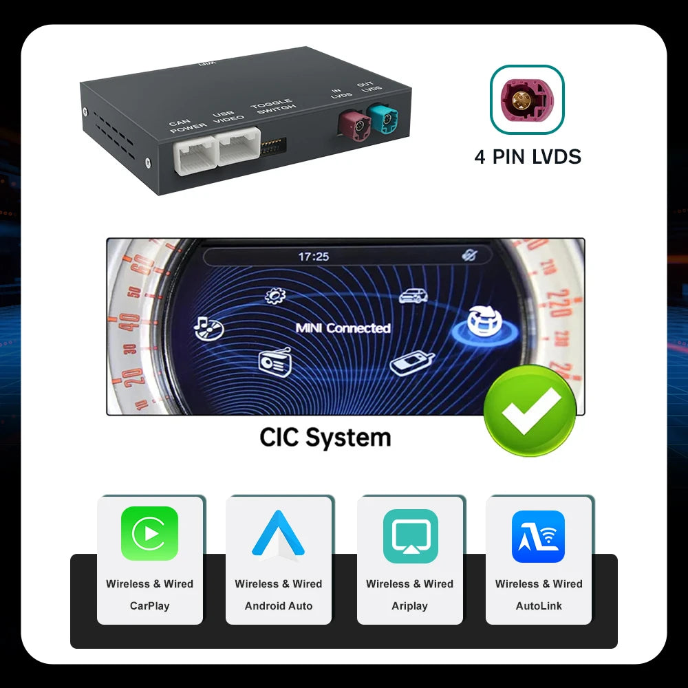 AUTOABC Wireless CarPlay Android Auto For Mini Cooper