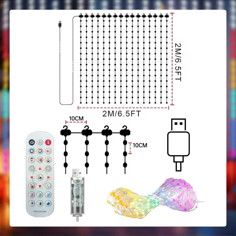 MIMIRGB Smart LED Curtain Lights RGBIC USB App Control