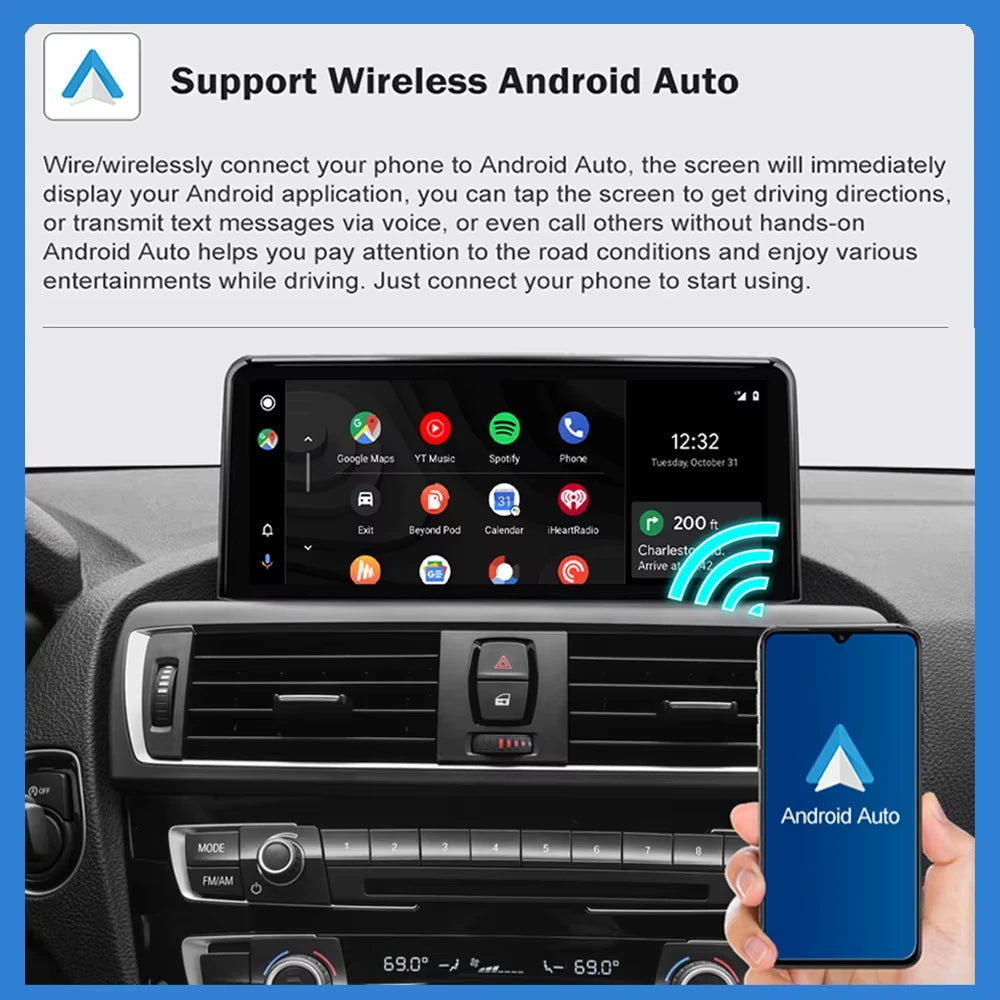 AUTOTOP Wireless CarPlay Android Auto In Dash Multimedia Receiver
