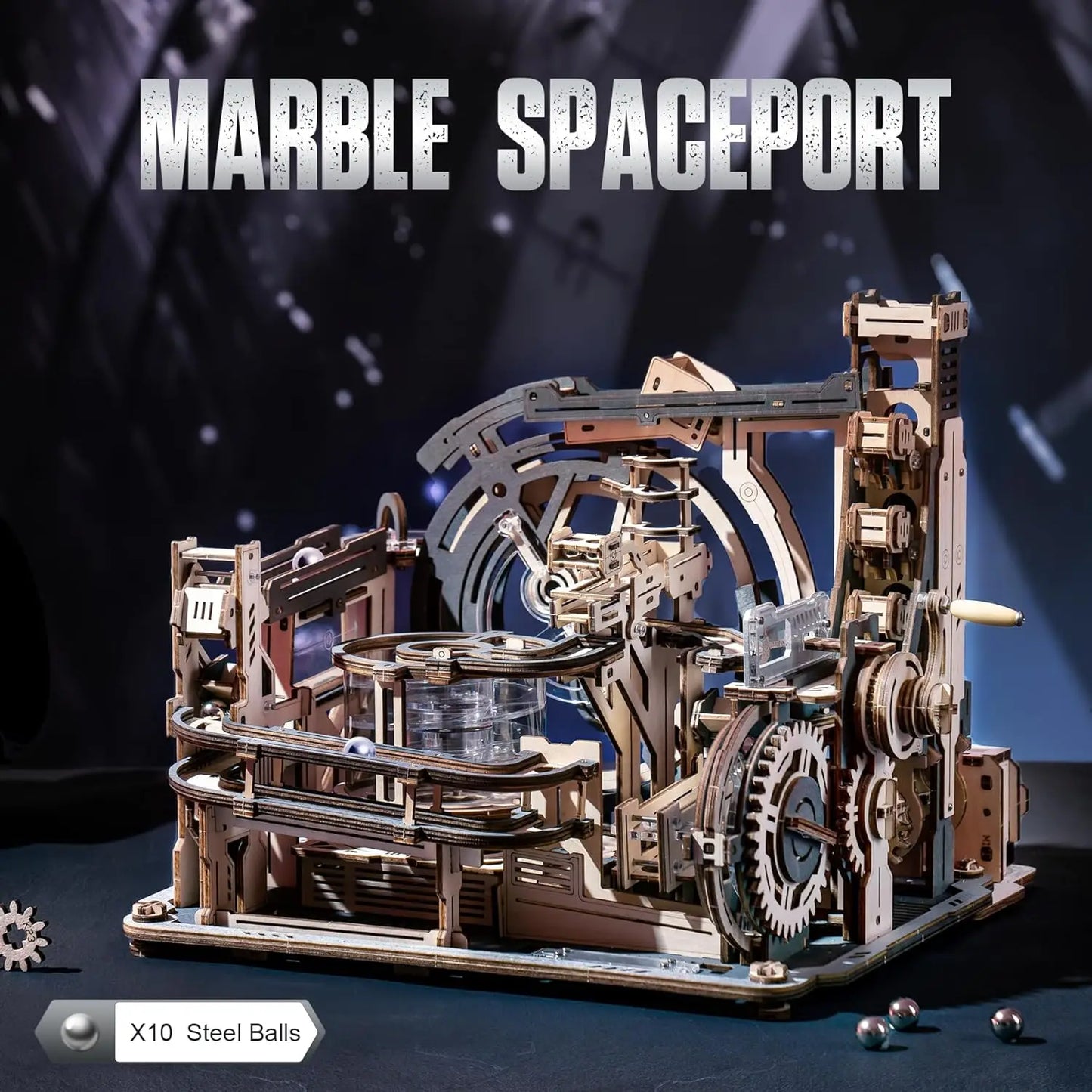 Robotime Marble Spaceport 3D Wooden Puzzle Mechanical Model Kit