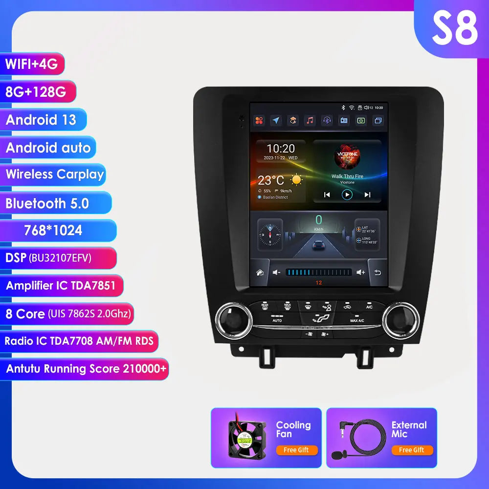 OSSURET Ford Mustang CarPlay Android Auto GPS Stereo Double Din