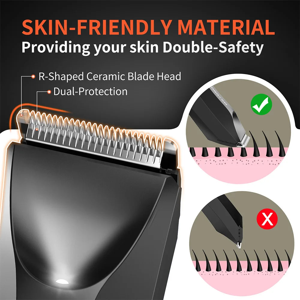 MAXGROOM Body Hair Trimmer IPX7 Waterproof Pubic Groin LED Light