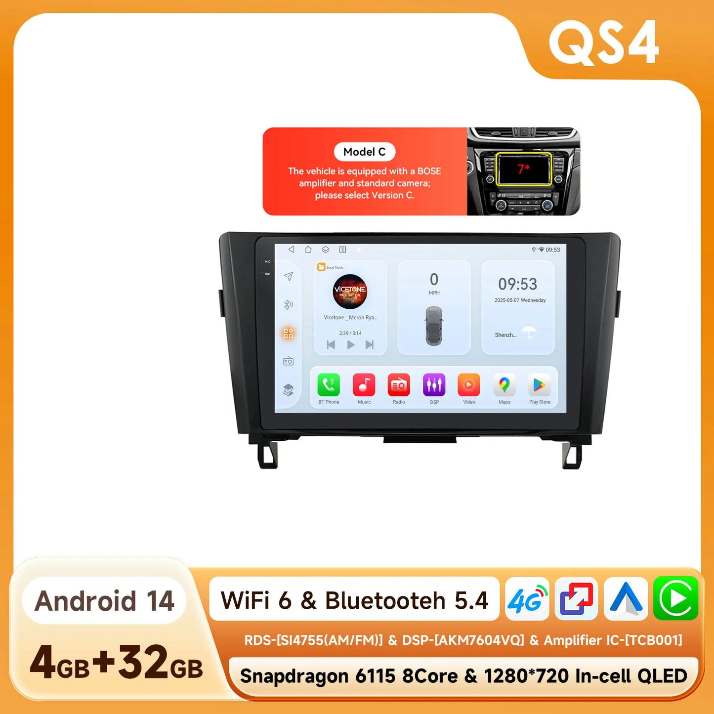 OSSURE Android 14 Car Stereo Nissan Qashqai J11 2DIN