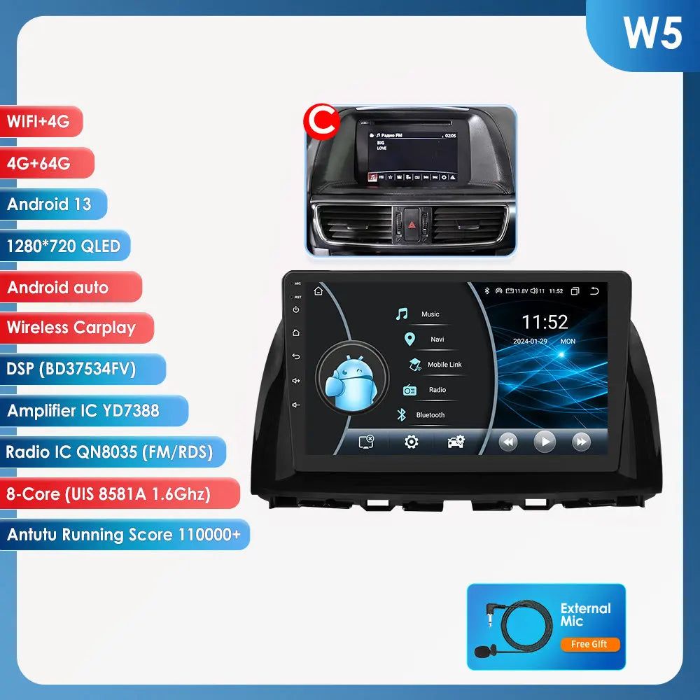 OSSURET Android 13 Mazda CX5 Car Stereo GPS 4G 8Core