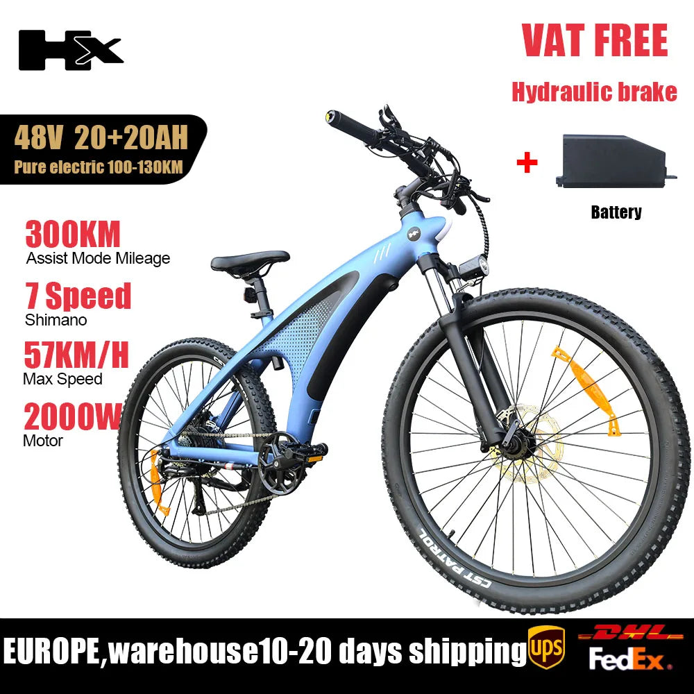 HUANCI HX Q5 2000W Electric Mountain Ebike Removable Battery