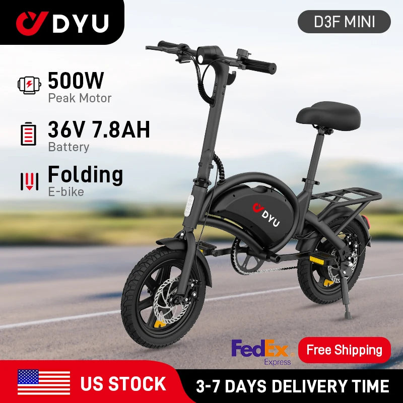 DYU D3F-MINI Foldable Electric Bicycle 500W 36V Battery