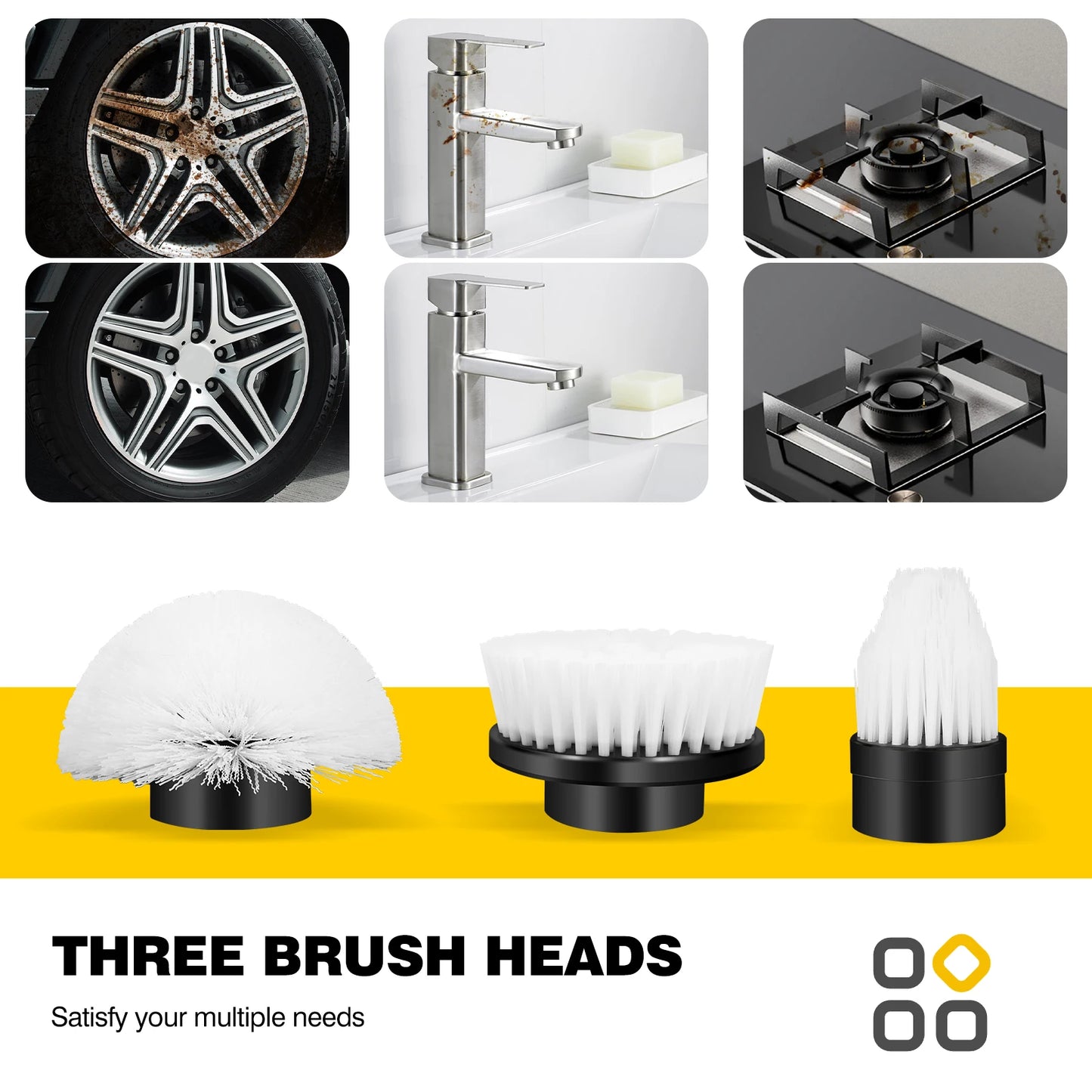 WEIRONG 3 In 1 Electric Cleaning Brush Cordless Spin Scrubber