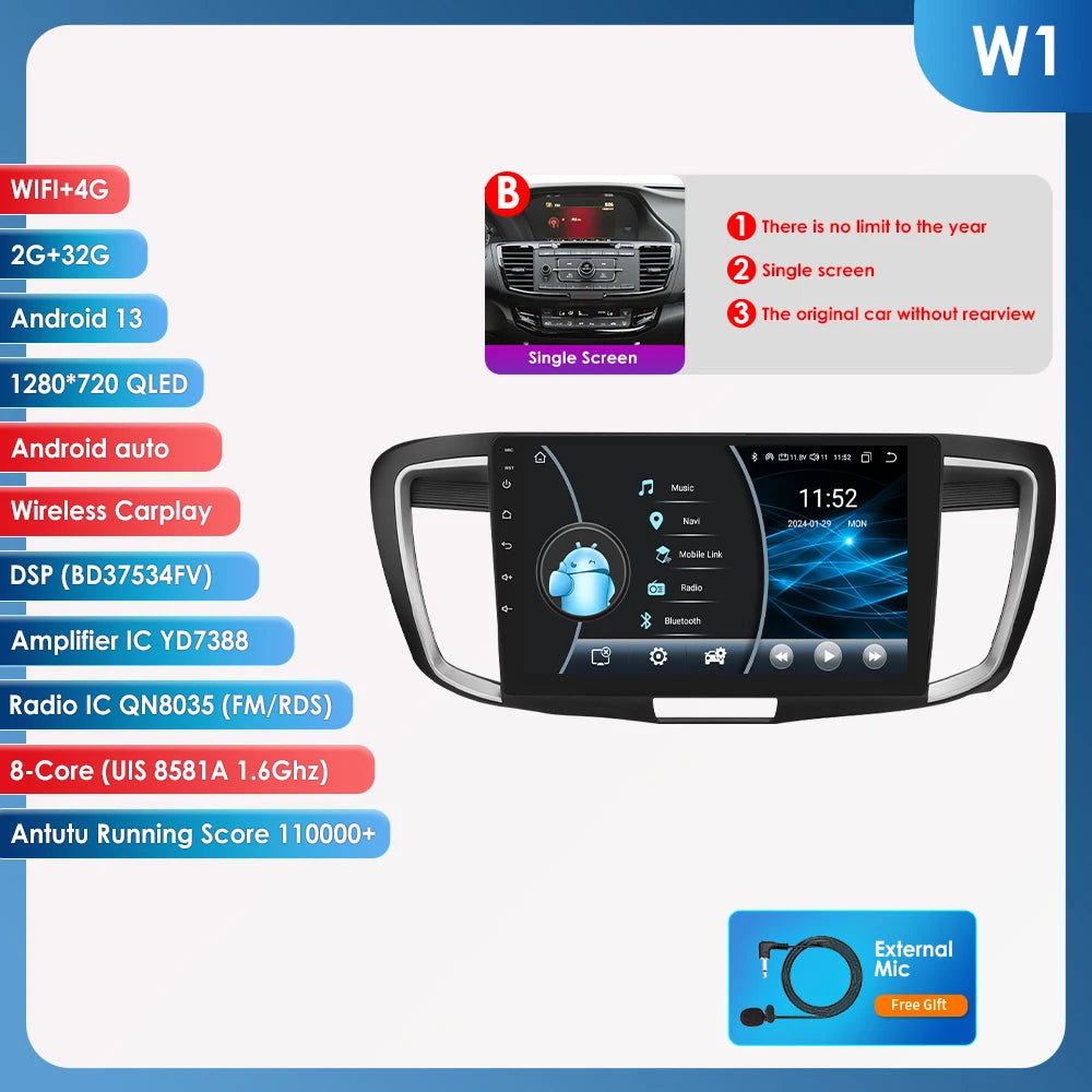 OSSURET Android Auto Car Radio for Honda Accord 9th Gen