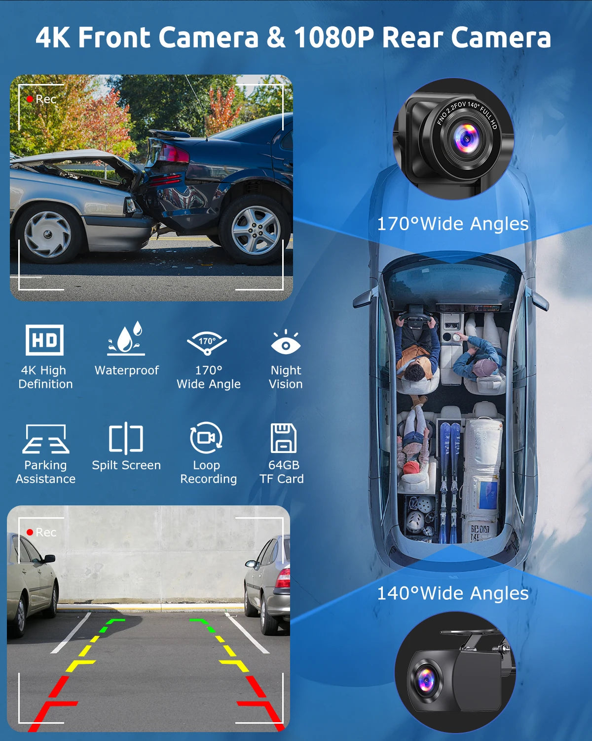 ESSGOO 4K 64G Touchscreen Car Stereo Wireless CarPlay Android Auto