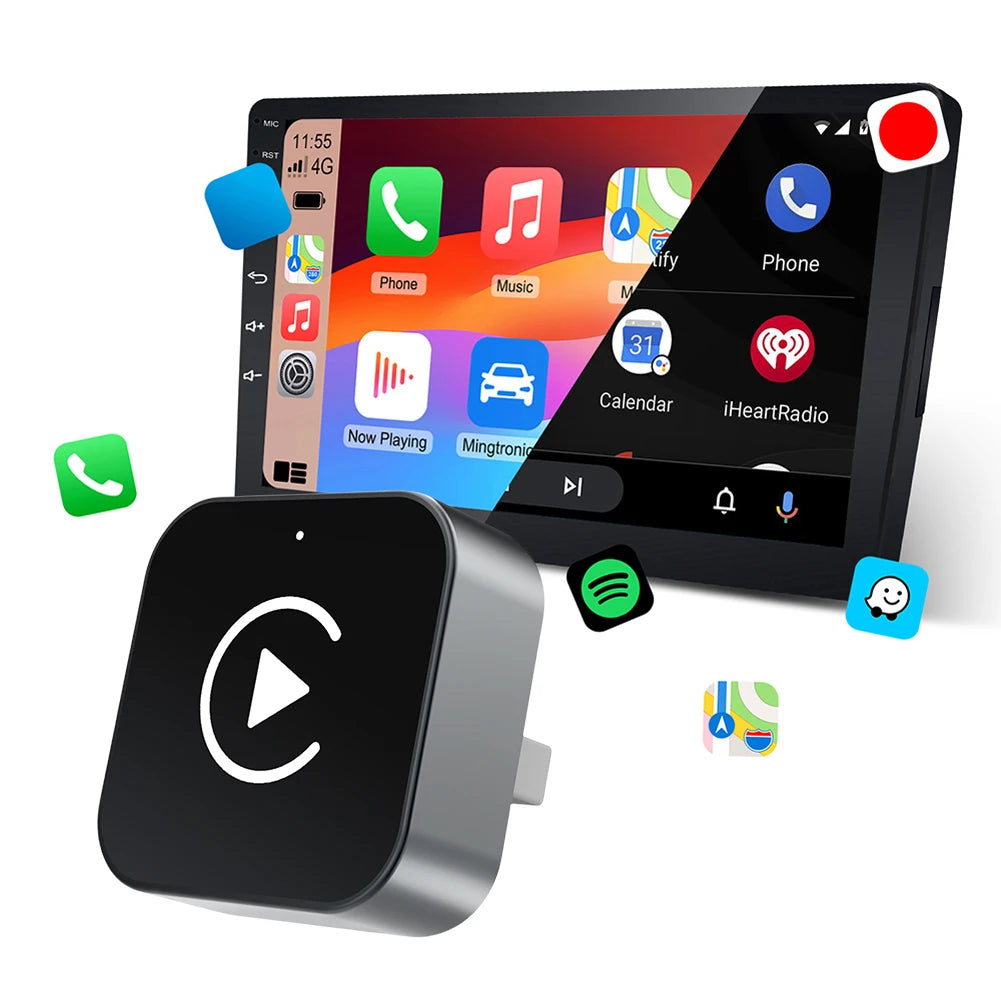 APWIKOGER 2 in 1 Wireless CarPlay Android Auto Adapter for Wired Cars