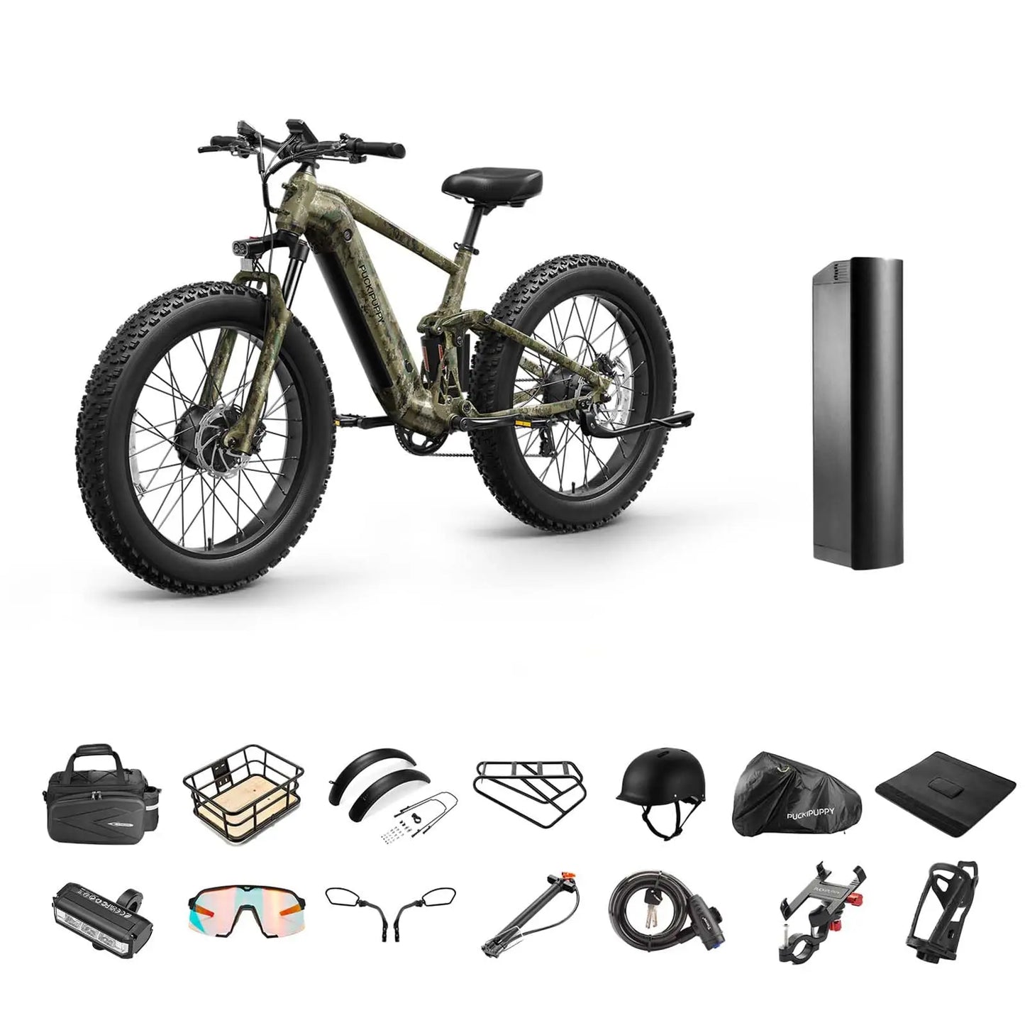 PUCKIPUPPY Golden Retriever Pro 1600W Dual Motor Suspension Electric Bike