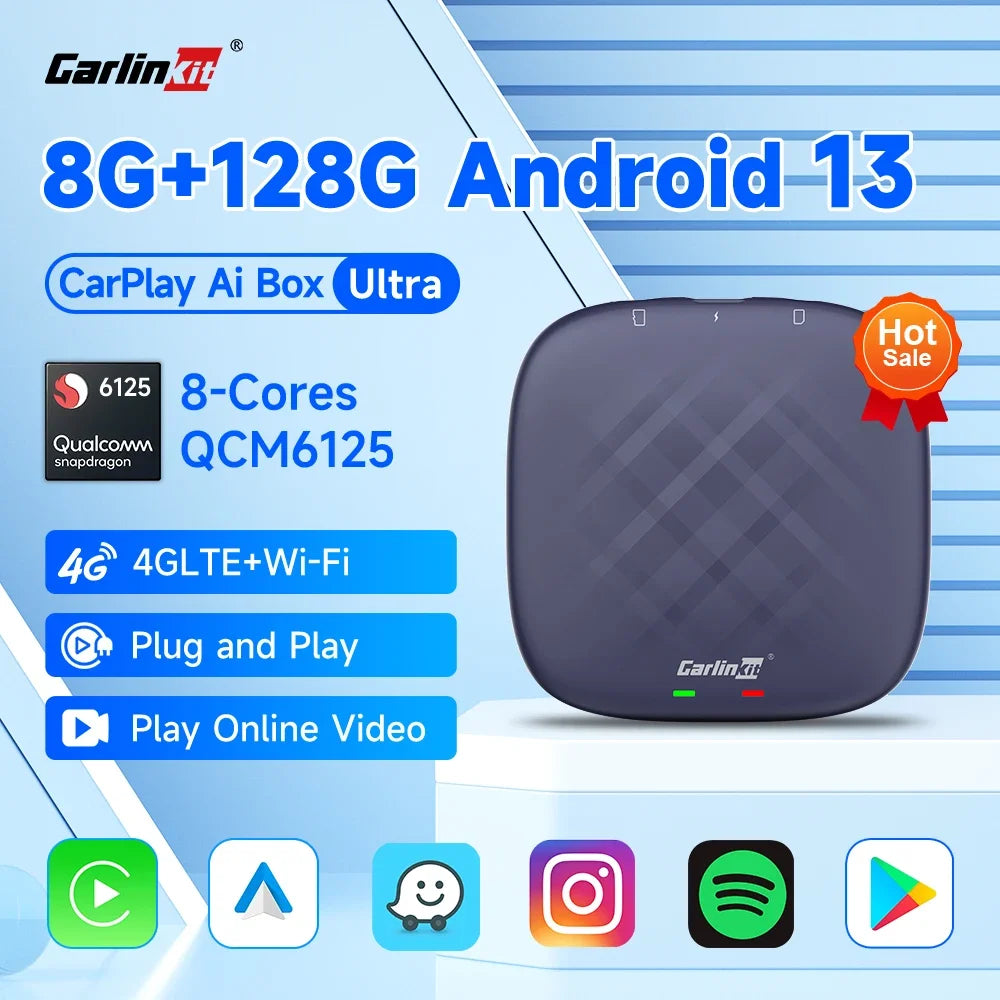 Carlinkit Android 13 CarPlay AI Box Wireless Android Auto 8G 128G Netflix