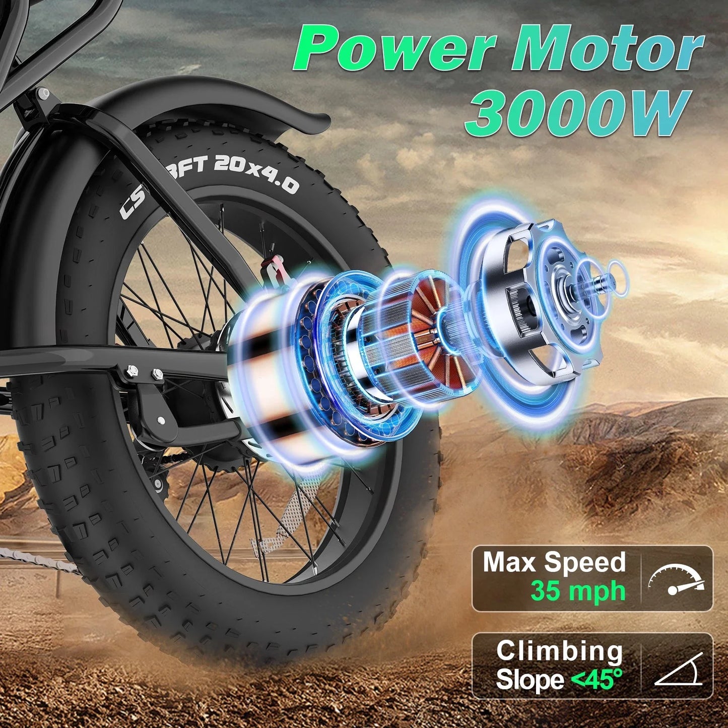 Ridstar 3000W Dual Battery Electric Bike for Adults