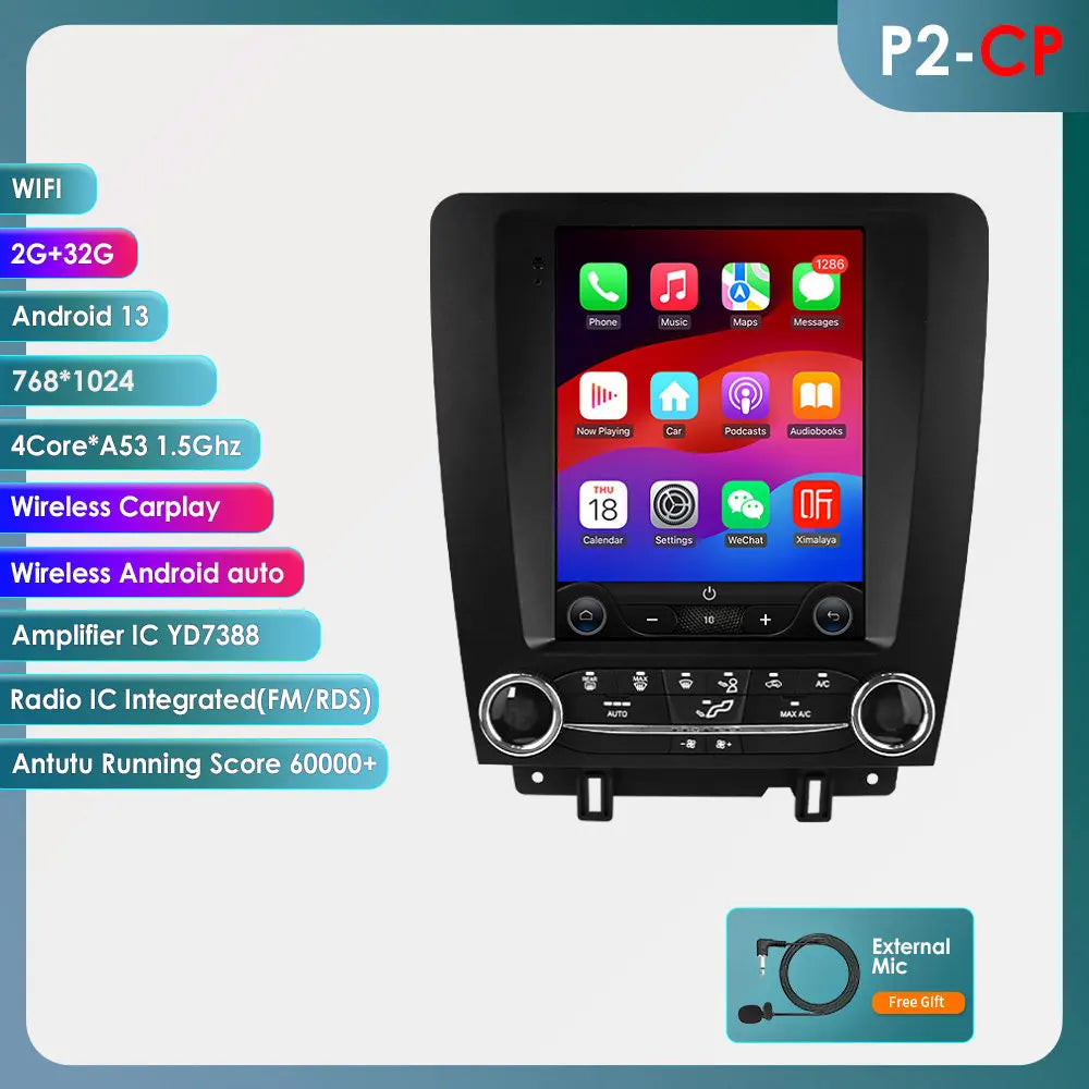 OSSURET Ford Mustang CarPlay Android Auto GPS Stereo Double Din