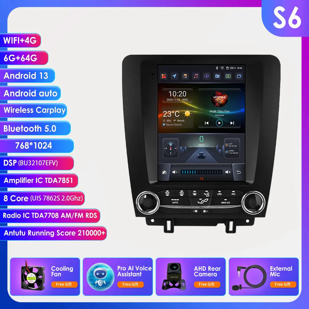 OSSURET Ford Mustang CarPlay Android Auto GPS Stereo Double Din