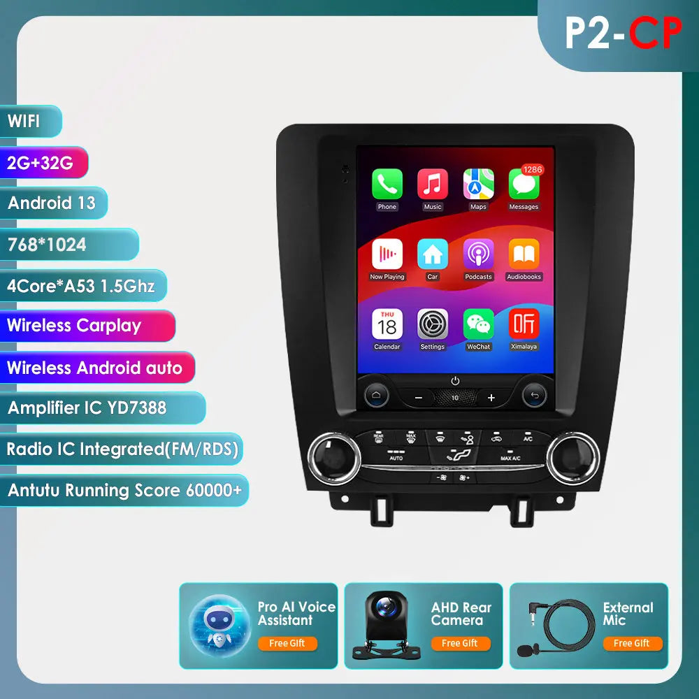 OSSURET Ford Mustang CarPlay Android Auto GPS Stereo Double Din