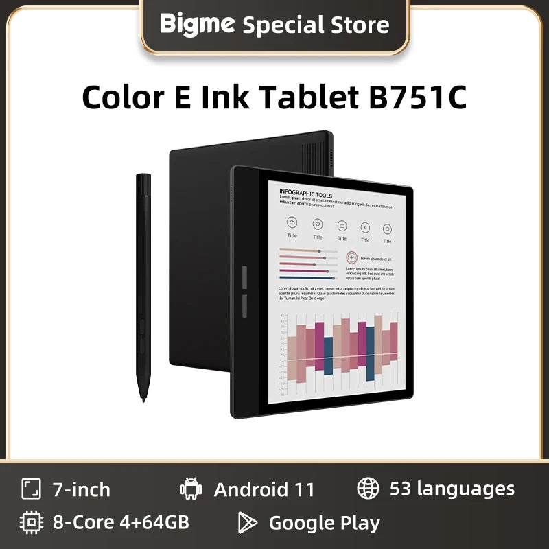 BIGME B751C Android OS eBook Reader With Google Play