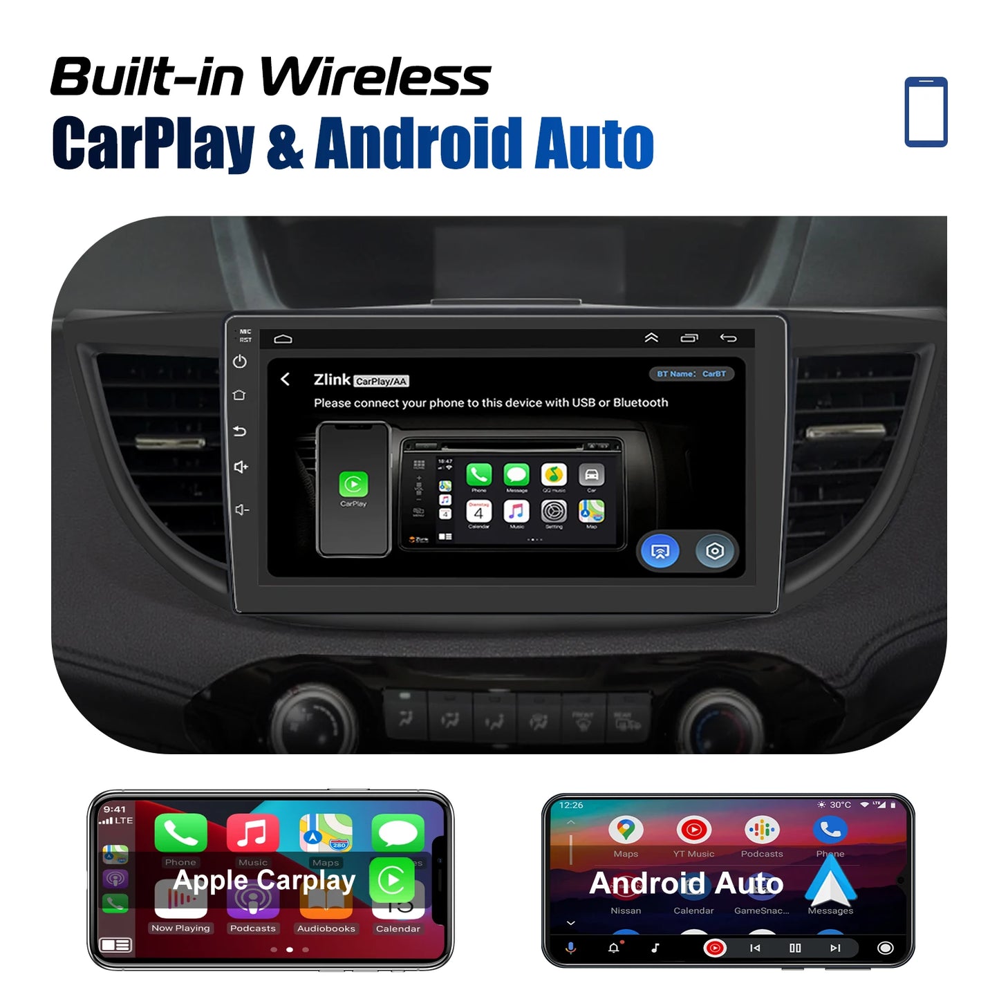 ESSGOO 10 Inch Car Stereo With CarPlay Android Auto GPS