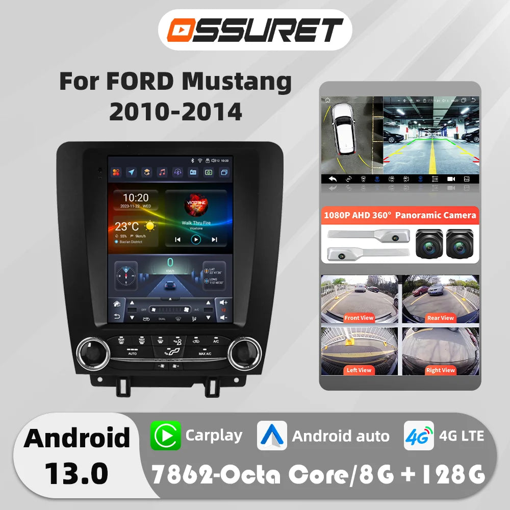 OSSURET Ford Mustang CarPlay Android Auto GPS Stereo Double Din