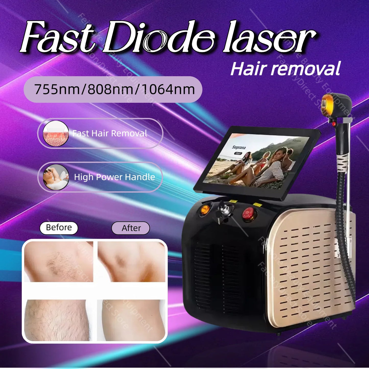 BOMP 808nm Diode Laser Hair Removal Device With Cooling Head