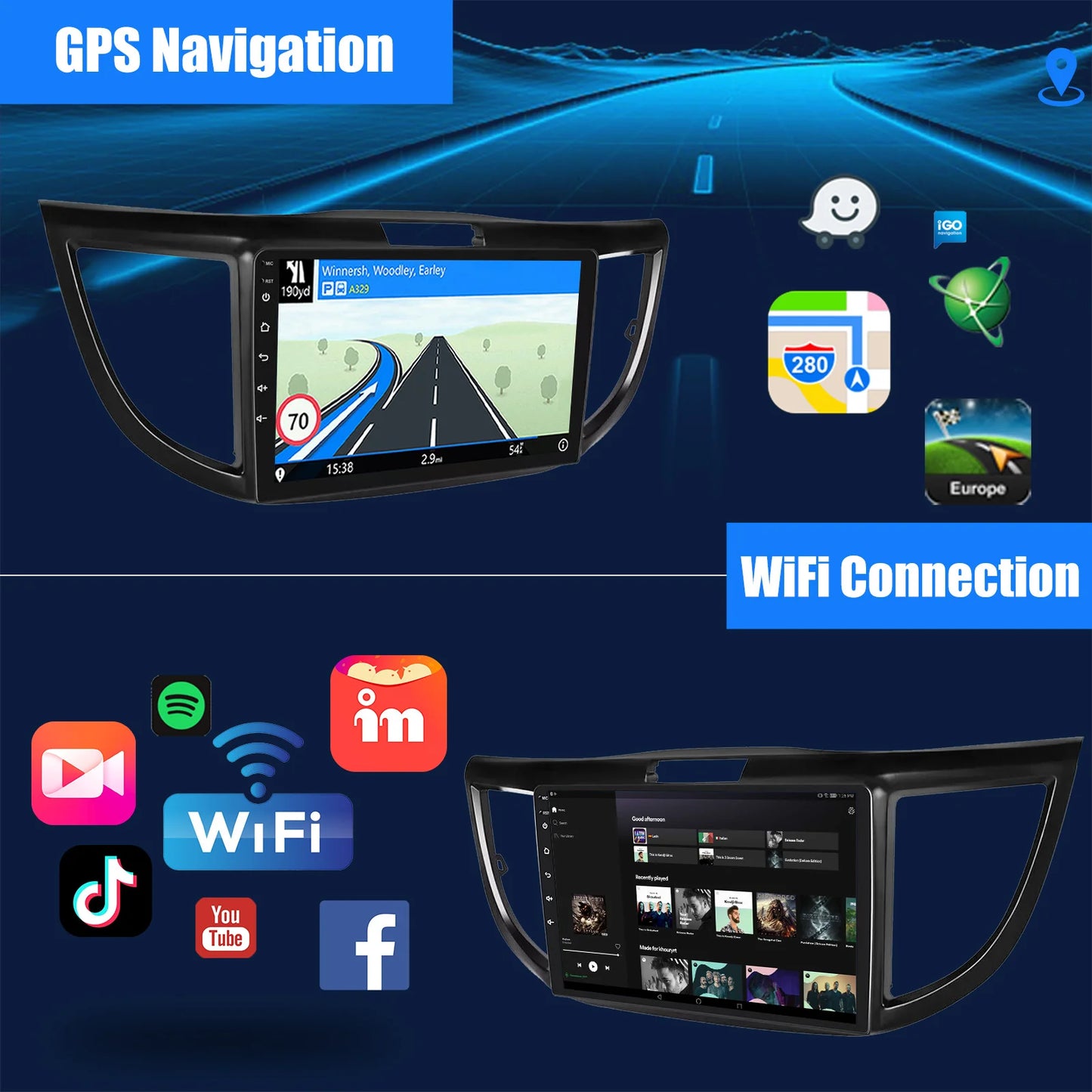 ESSGOO 10 Inch Car Stereo With CarPlay Android Auto GPS