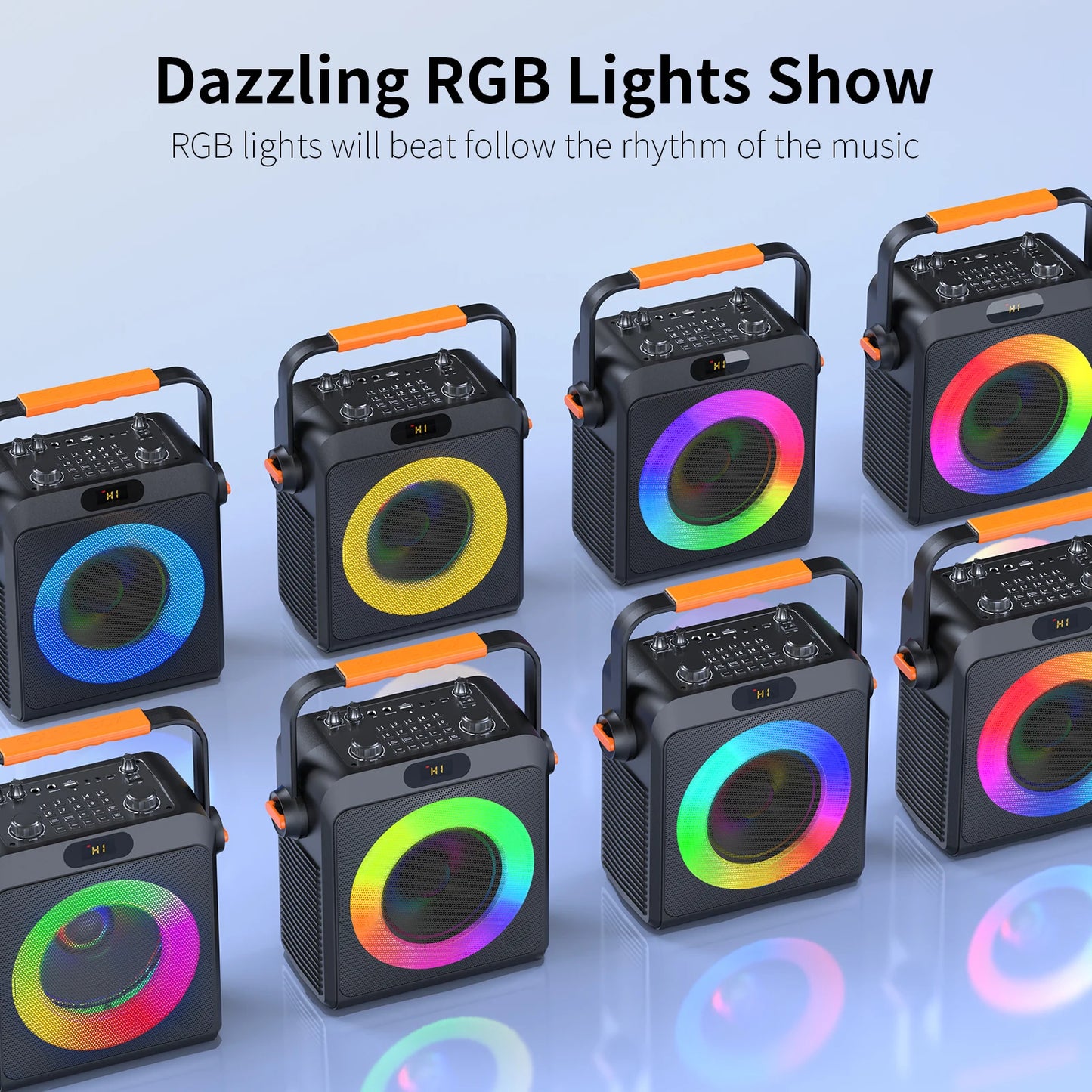 FanFun 2 Wireless Microphones Karaoke Machine T19T Speaker Treble Bass