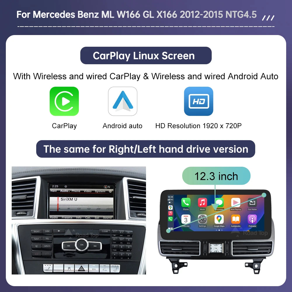 Road Top Linux Touch Screen Car Radio for Mercedes ML