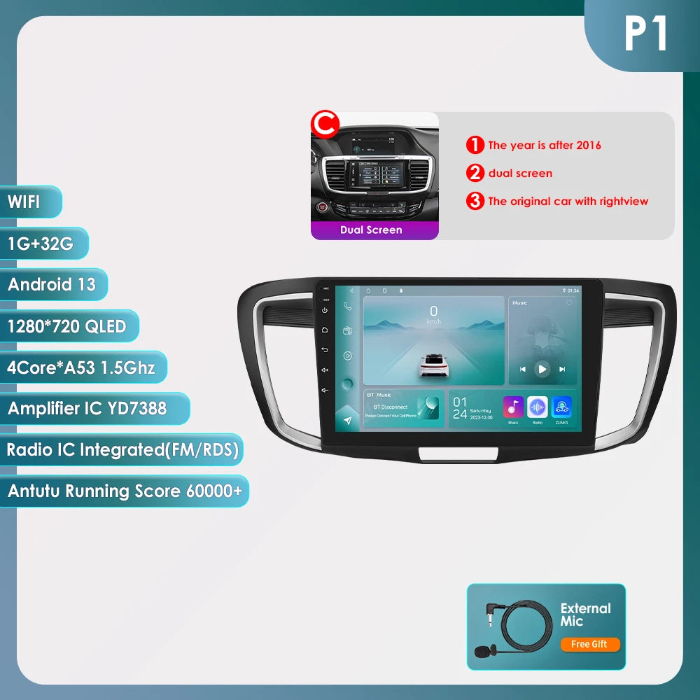 OSSURET Android Auto Car Radio for Honda Accord 9th Gen