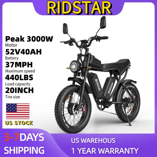 Ridstar 3000W Dual Battery Electric Bike for Adults