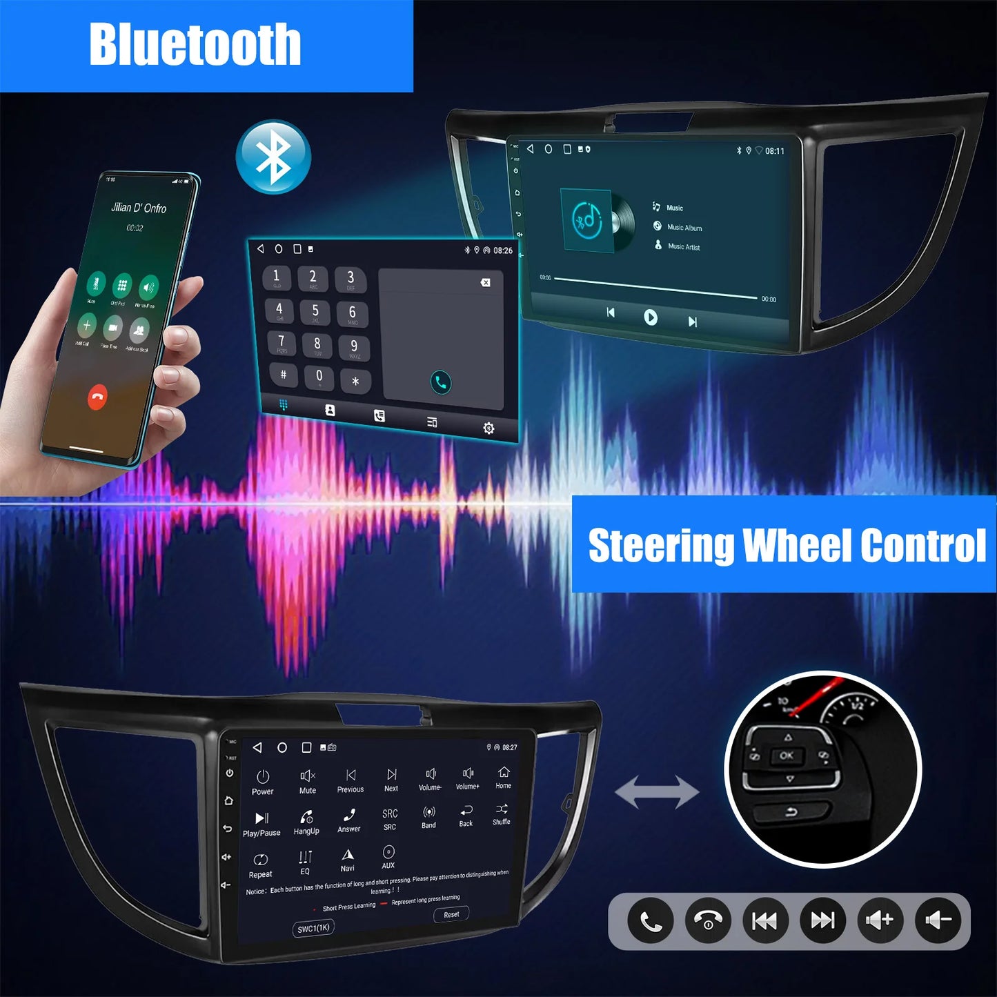 ESSGOO 10 Inch Car Stereo With CarPlay Android Auto GPS