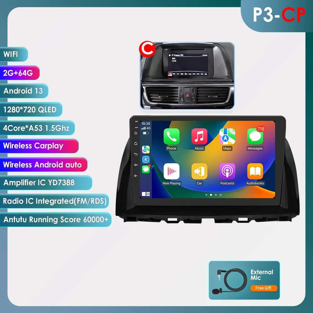 OSSURET Android 13 Mazda CX5 Car Stereo GPS 4G 8Core